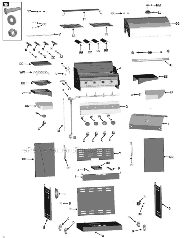 Page A Diagram and Parts List for 463244011 500 Series Char-Broil Grill