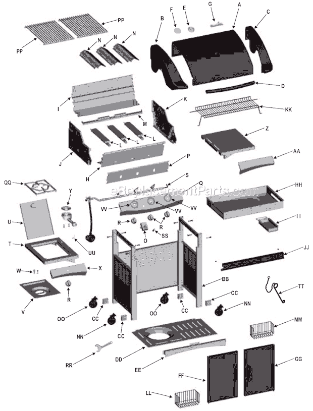 Page A Diagram and Parts List for 463244104  Char-Broil Grill