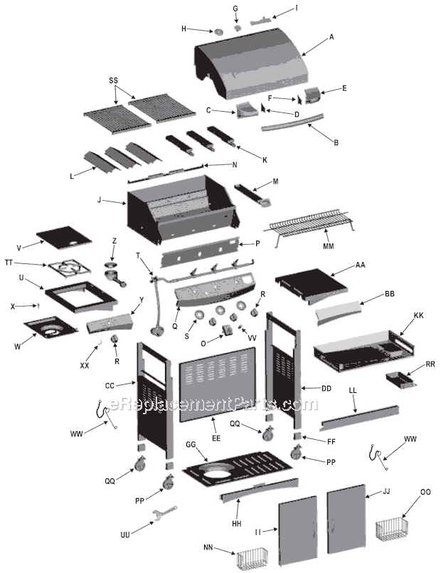Page A Diagram and Parts List for 463244404  Char-Broil Grill