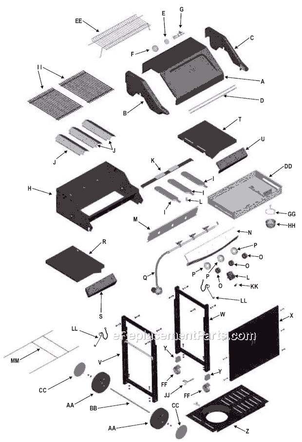 Page A Diagram and Parts List for 463247004  Char-Broil Grill