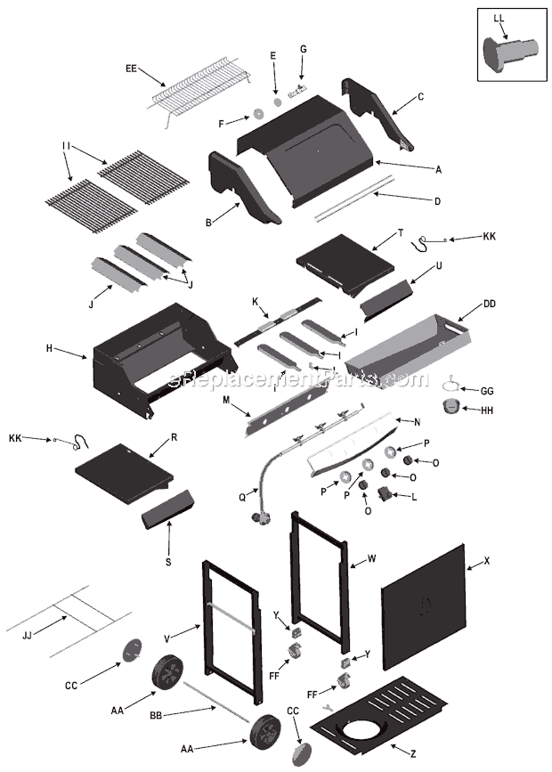 Page A Diagram and Parts List for 463247005  Char-Broil Grill