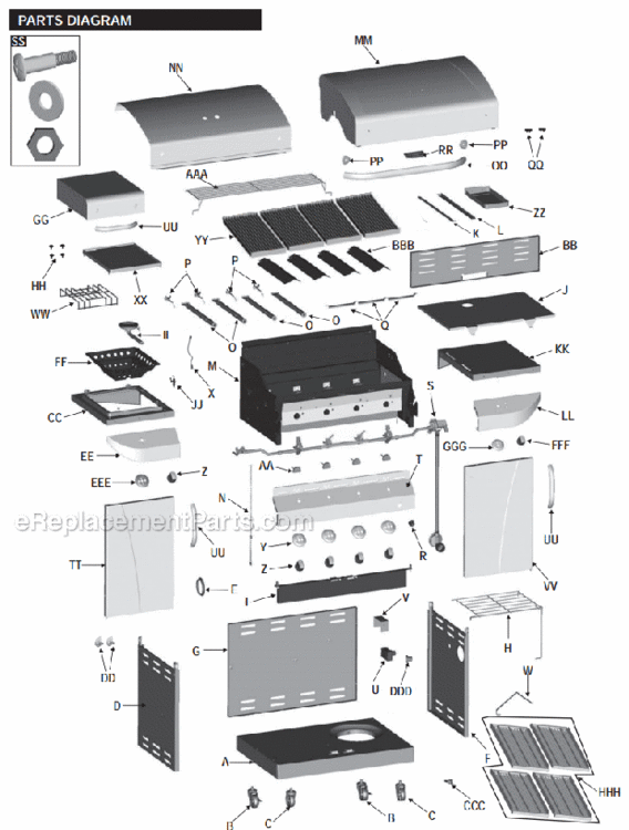 Page A Diagram and Parts List for 463247310  Char-Broil Grill