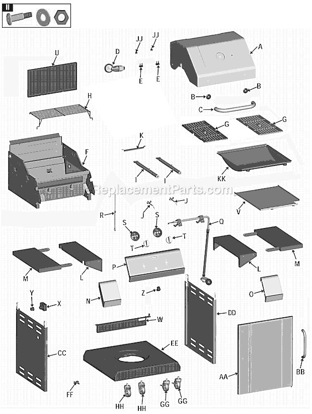 Page A Diagram and Parts List for 463250212  Char-Broil Grill