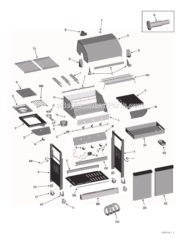 Page A Diagram and Parts List for 463252105  Char-Broil Grill