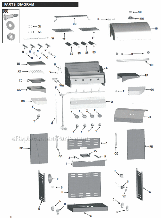Page A Diagram and Parts List for 463257010  Char-Broil Grill