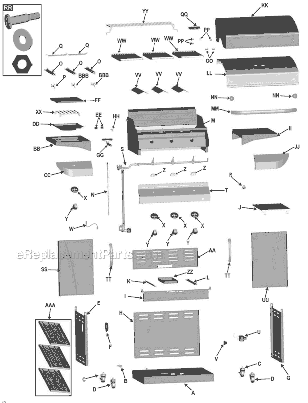 Page A Diagram and Parts List for 463257111  Char-Broil Grill