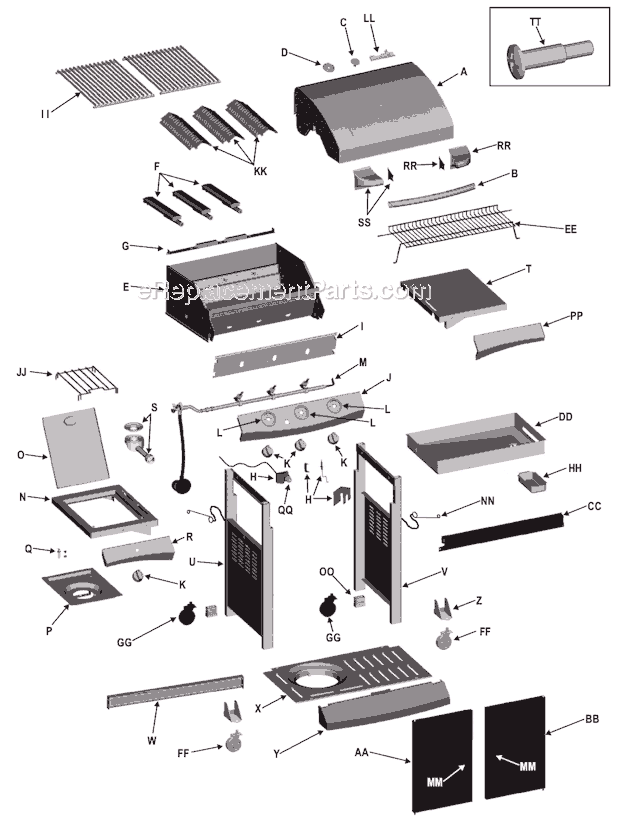 Page A Diagram and Parts List for 463261406  Char-Broil Grill