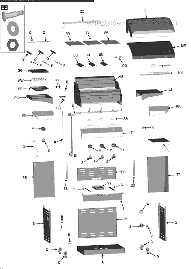Page A Diagram and Parts List for 463261709  Char-Broil Grill