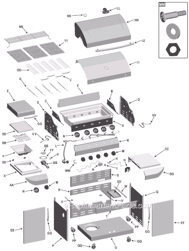 Page A Diagram and Parts List for 463268806  Char-Broil Grill