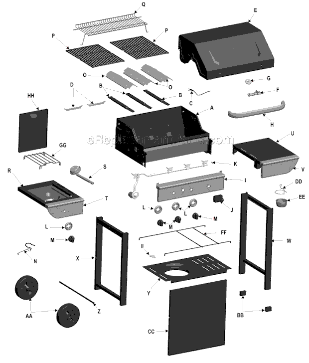 Page A Diagram and Parts List for 463350108 2008 Char-Broil Grill