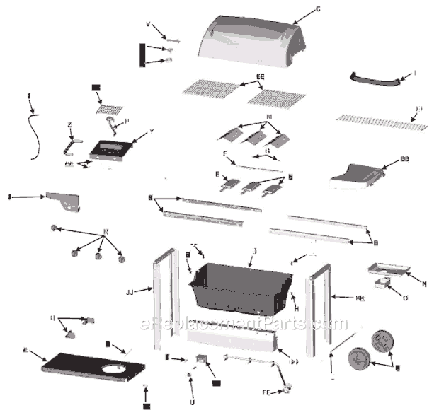 Page A Diagram and Parts List for 463360306  Char-Broil Grill