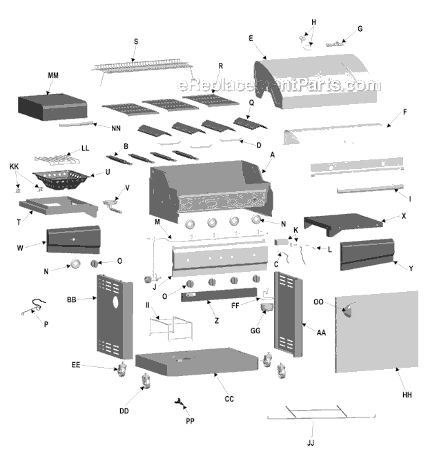 Page A Diagram and Parts List for 463420508  Char-Broil Grill