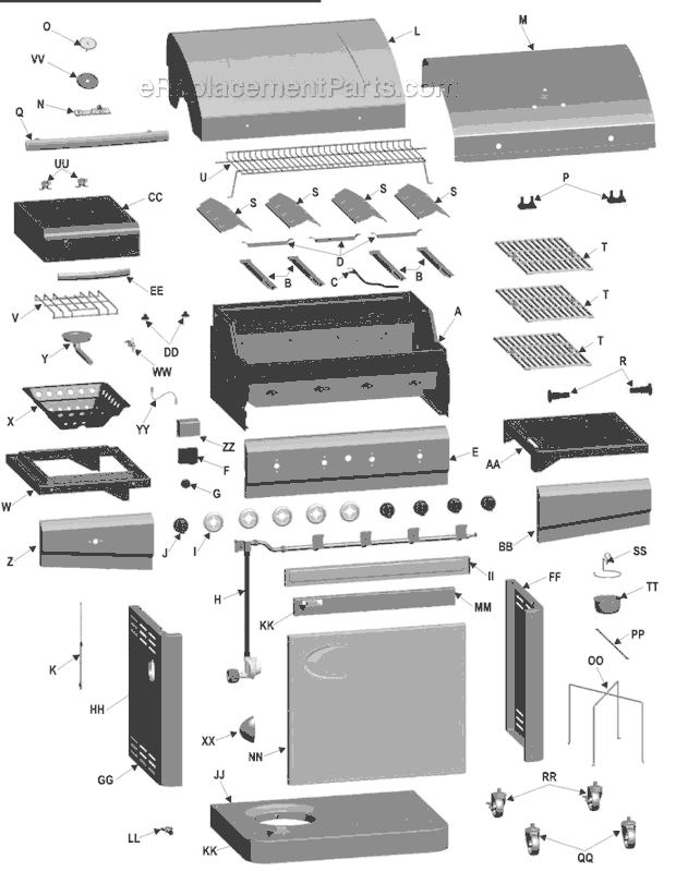 Page A Diagram and Parts List for 463420511  Char-Broil Grill