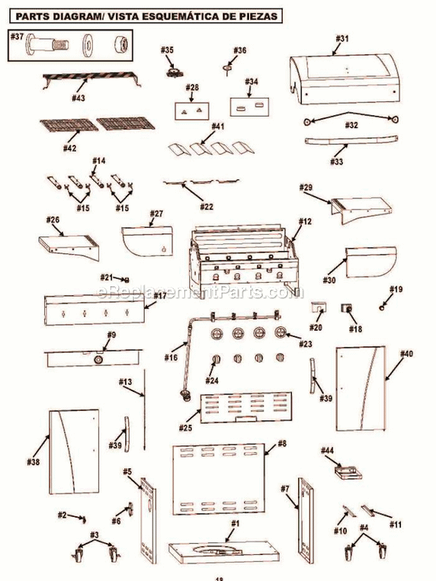 Page A Diagram and Parts List for 463449914  Char-Broil Grill