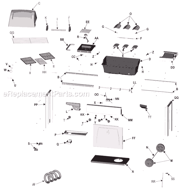 Page A Diagram and Parts List for 463460406  Char-Broil Grill