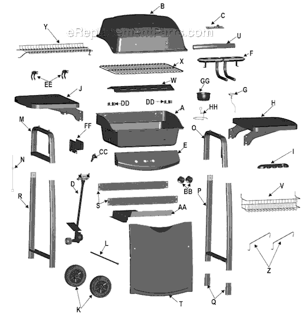 Page A Diagram and Parts List for 463631009  Char-Broil Grill