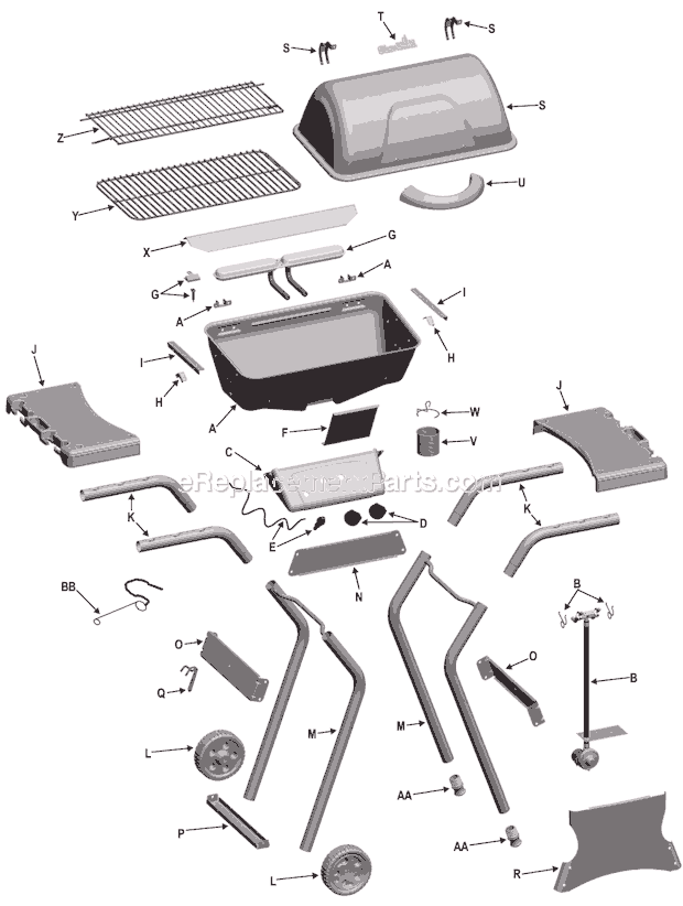 Page A Diagram and Parts List for 463666506  Char-Broil Grill