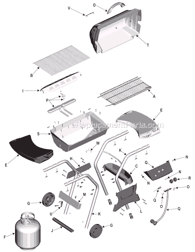 Page A Diagram and Parts List for 463713305  Char-Broil Grill