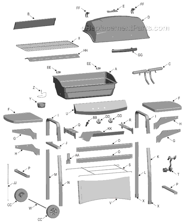Page A Diagram and Parts List for 463721308 2008 Char-Broil Grill