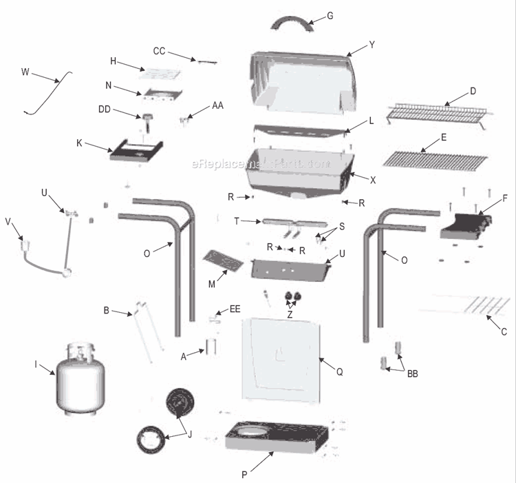 Page A Diagram and Parts List for 463731704  Char-Broil Grill