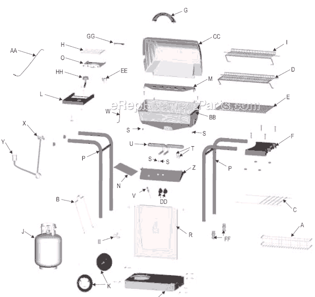 Page A Diagram and Parts List for 463735804  Char-Broil Grill