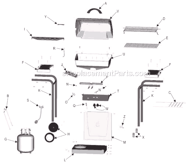 Page A Diagram and Parts List for 463740004  Char-Broil Grill