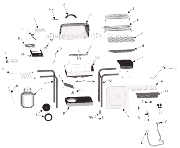 Page A Diagram and Parts List for 463740504  Char-Broil Grill