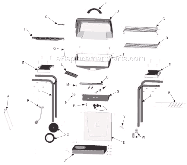 Page A Diagram and Parts List for 463741304  Char-Broil Grill