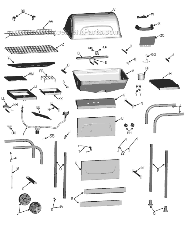 Page A Diagram and Parts List for 463741510  Char-Broil Grill