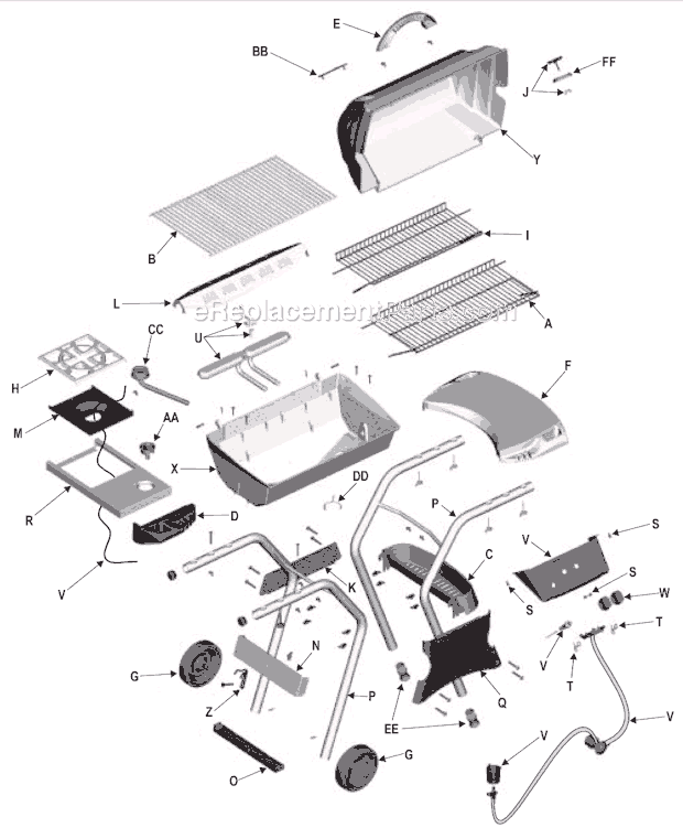 Page A Diagram and Parts List for 463742704  Char-Broil Grill