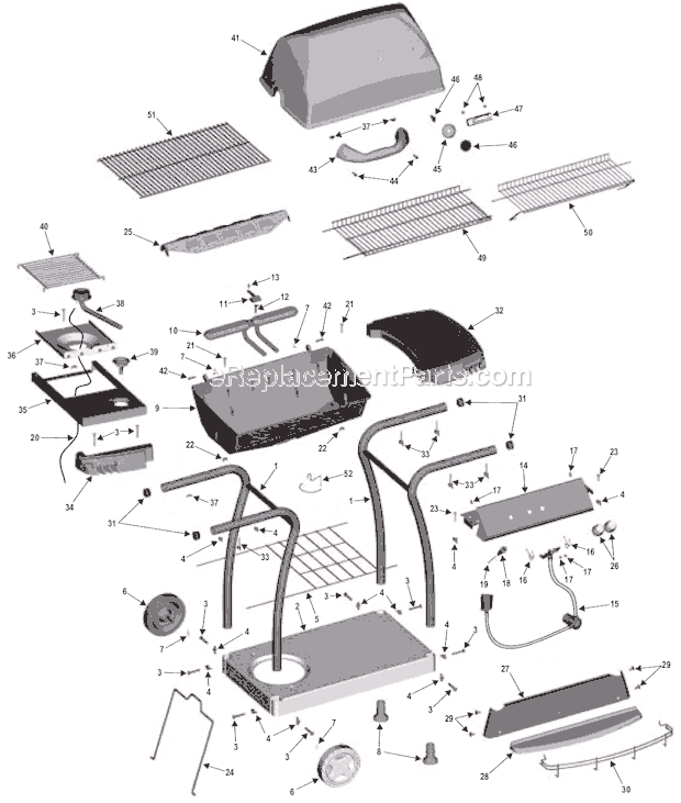 Page A Diagram and Parts List for 463742804  Char-Broil Grill