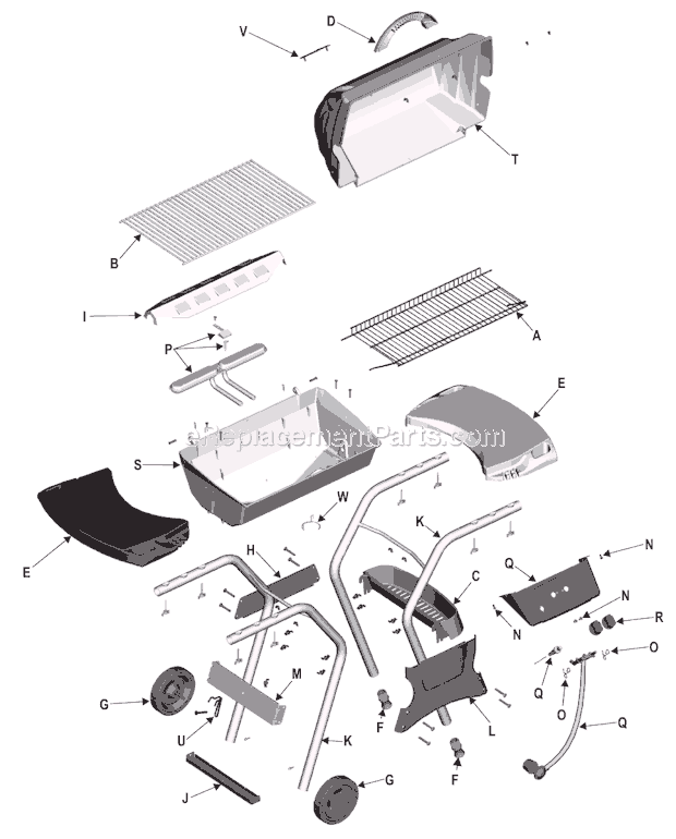 Page A Diagram and Parts List for 463750505  Char-Broil Grill