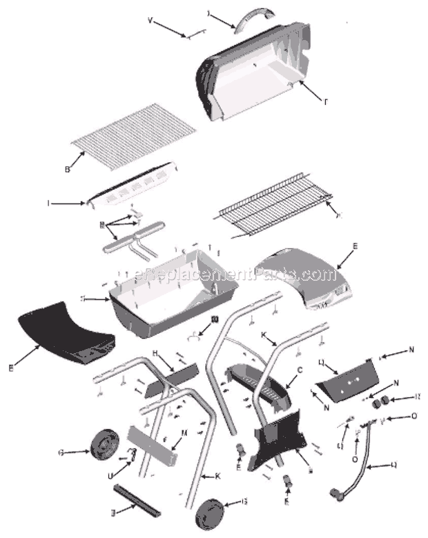 Page A Diagram and Parts List for 463750506  Char-Broil Grill