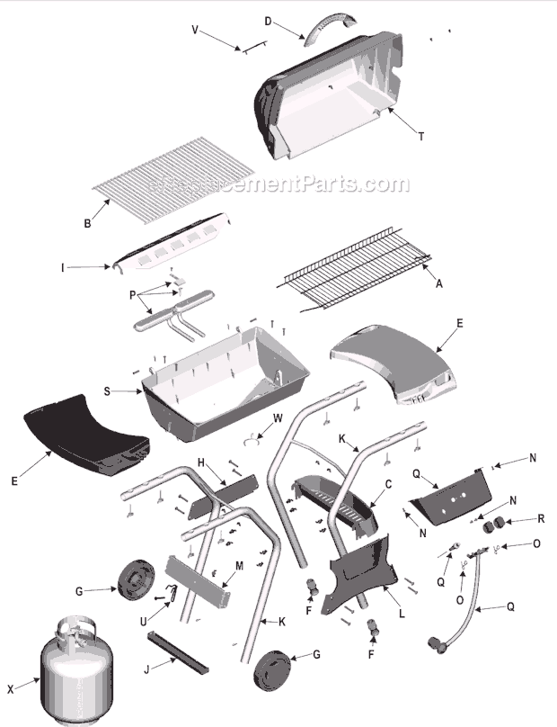 Page A Diagram and Parts List for 463750605  Char-Broil Grill