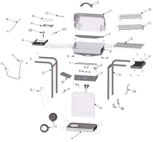 Page A Diagram and Parts List for 463750905  Char-Broil Grill