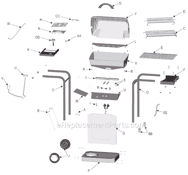 Page A Diagram and Parts List for 463750906  Char-Broil Grill
