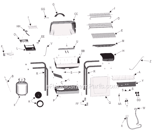 Page A Diagram and Parts List for 463751105  Char-Broil Grill