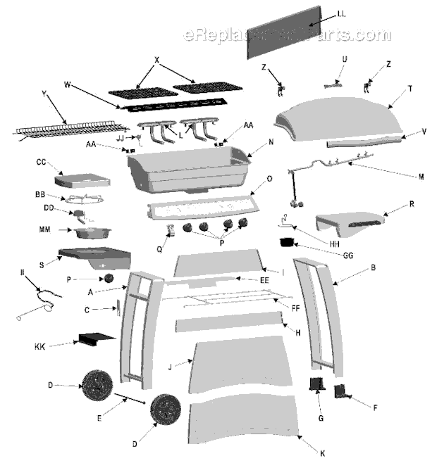 Page A Diagram and Parts List for 463820308  Char-Broil Grill