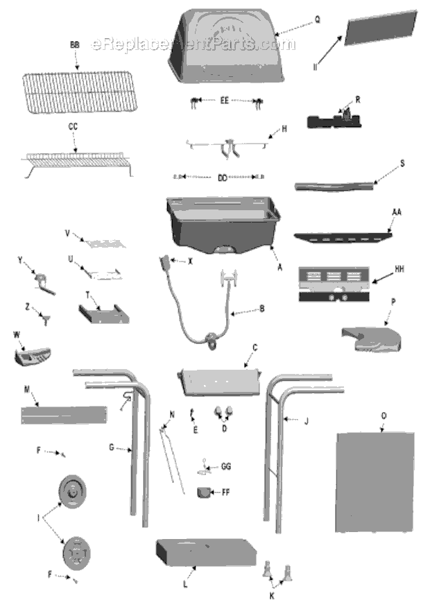 Page A Diagram and Parts List for 463821908 2008 Char-Broil Grill