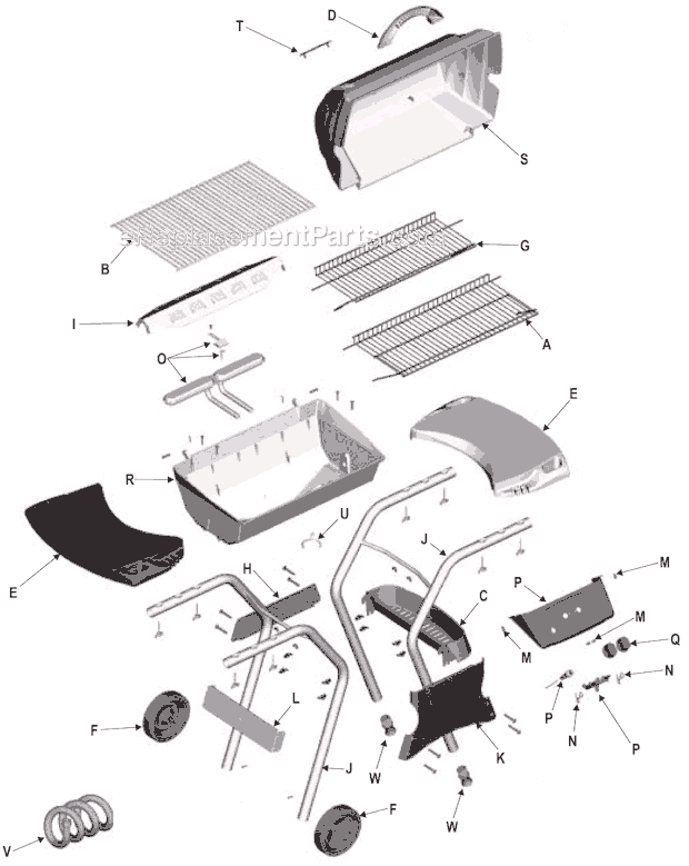 Page A Diagram and Parts List for 463822004  Char-Broil Grill
