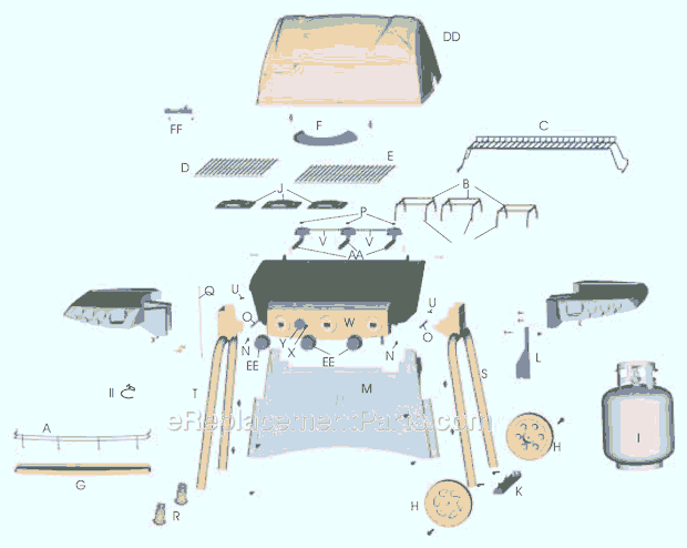 Page A Diagram and Parts List for 4638222  Char-Broil Grill