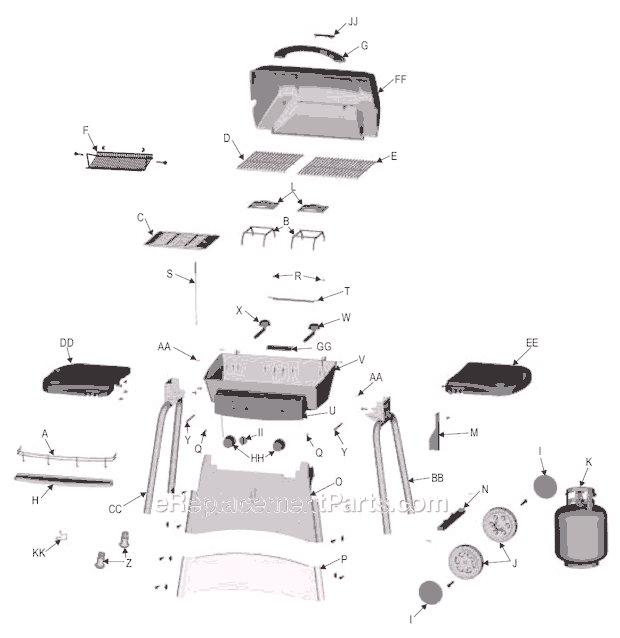 Page A Diagram and Parts List for 4638240  Char-Broil Grill