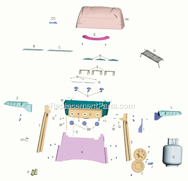 Page A Diagram and Parts List for 4638258  Char-Broil Grill