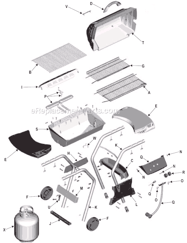 Page A Diagram and Parts List for 463831503  Char-Broil Grill