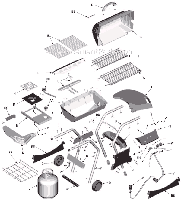 Page A Diagram and Parts List for 463832503  Char-Broil Grill