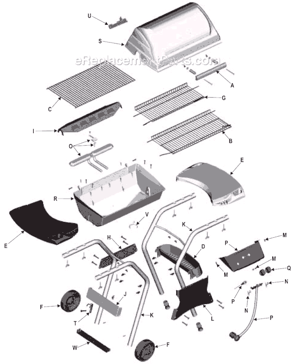 Page A Diagram and Parts List for 463834203  Char-Broil Grill
