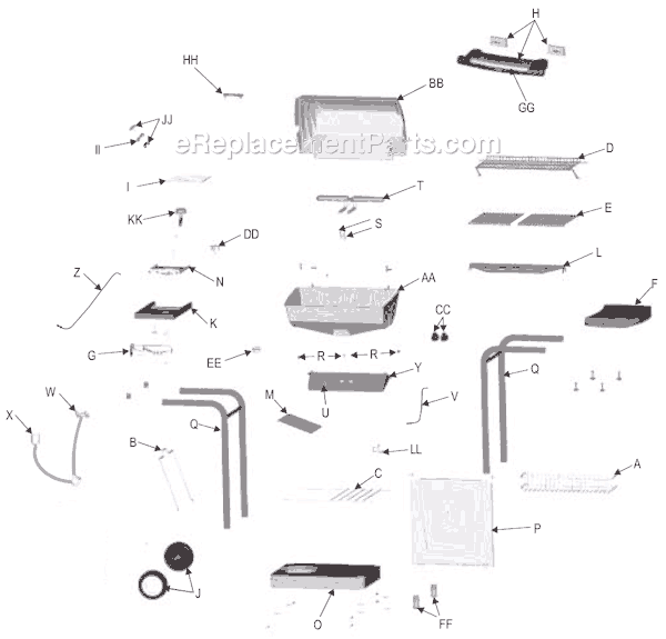 Page A Diagram and Parts List for 463842704  Char-Broil Grill