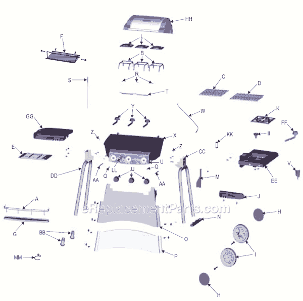 Page A Diagram and Parts List for 463846404  Char-Broil Grill