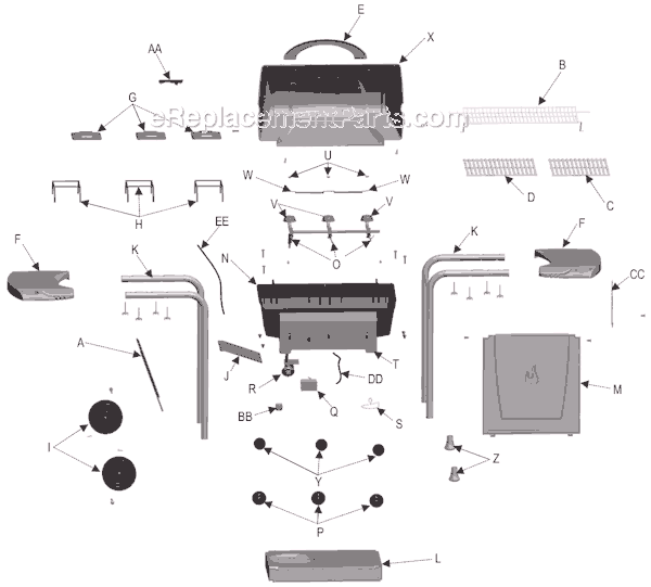 Page A Diagram and Parts List for 463866006  Char-Broil Grill