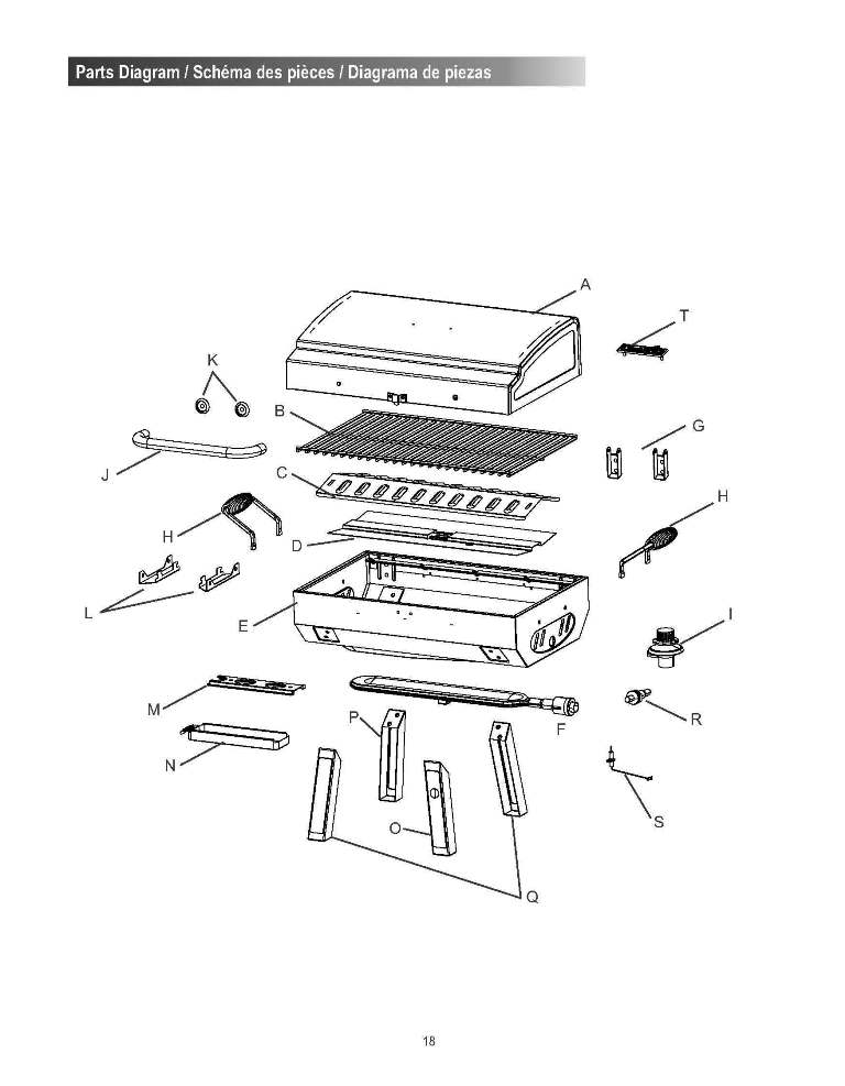 Diagram Diagram and Parts List for 465640214  Char-Broil Grill